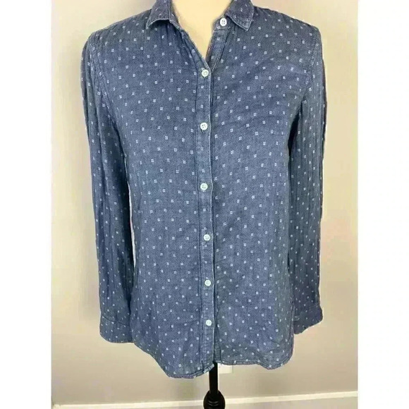 J. McLaughlin Tops - J. Mclaughlin Women's Denim Chambray Button Up Blue White Cotton Shirt Sz 6